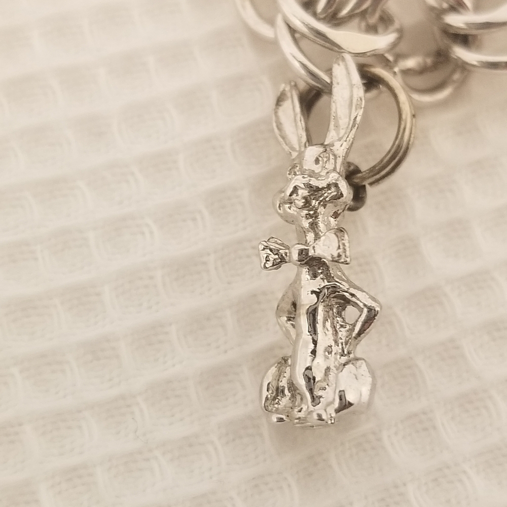 Elco Vintage Sterling Silver Bracelet with 4 Sterling Silver Charms - Picture 4 of 6